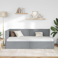 Produktbild för Hörn Sängram med huvudgavel Ljusgrå 100 x 200 cm tyg