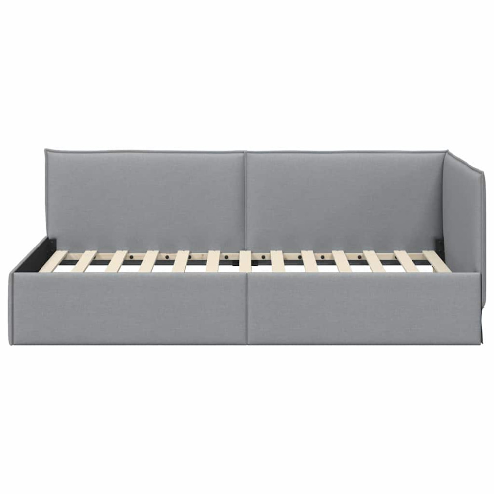 Produktbild för Hörn Sängram med huvudgavel Ljusgrå 100 x 200 cm tyg