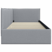 Produktbild för Hörn Sängram med huvudgavel Ljusgrå 100 x 200 cm tyg
