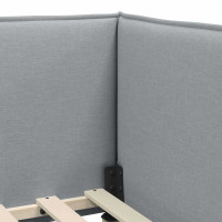 Produktbild för Hörn Sängram med huvudgavel Ljusgrå 100 x 200 cm tyg