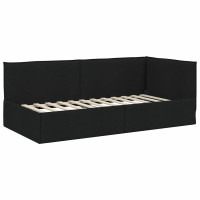 Produktbild för Hörn Sängram med huvudgavel Svart 100 x 200 cm tyg