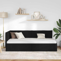 Produktbild för Hörn Sängram med huvudgavel Svart 100 x 200 cm tyg