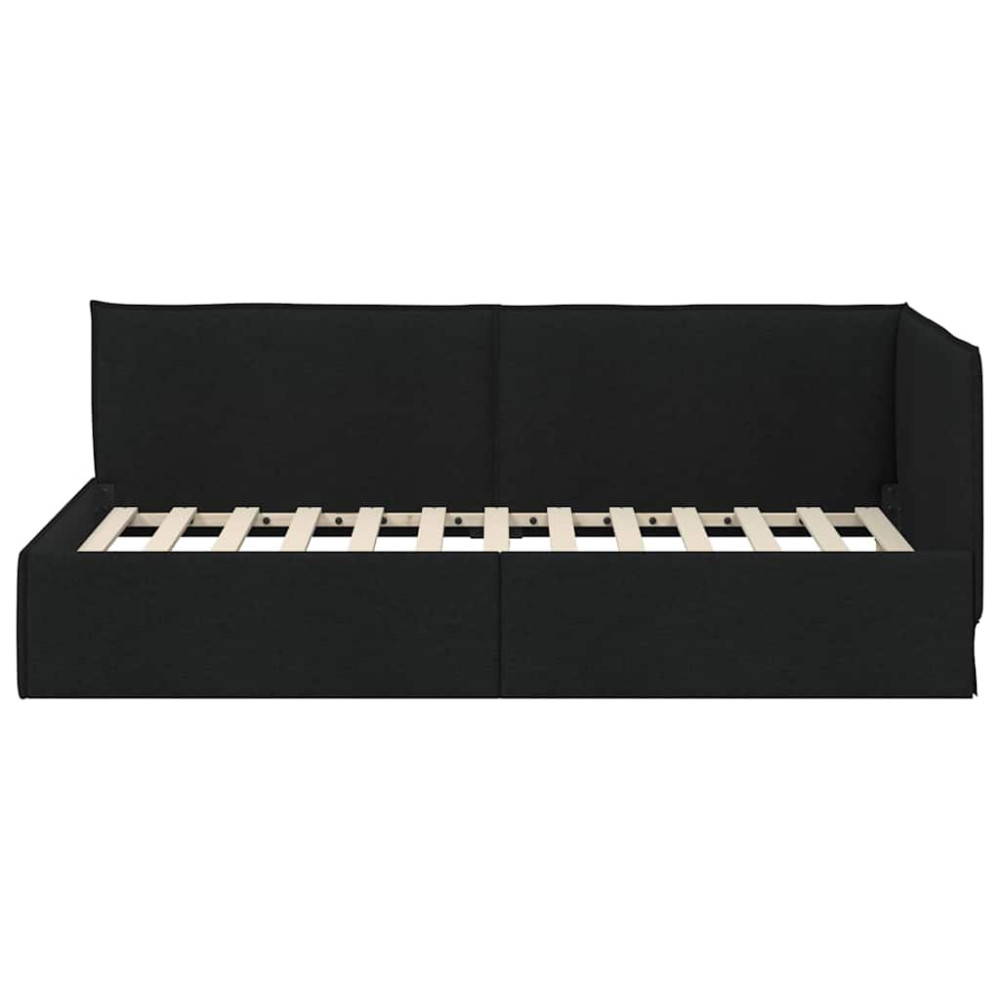 Produktbild för Hörn Sängram med huvudgavel Svart 100 x 200 cm tyg
