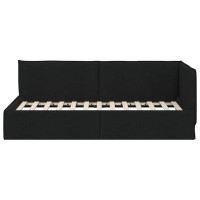 Produktbild för Hörn Sängram med huvudgavel Svart 100 x 200 cm tyg