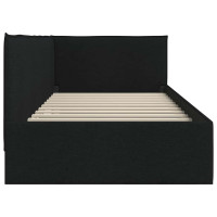 Produktbild för Hörn Sängram med huvudgavel Svart 100 x 200 cm tyg