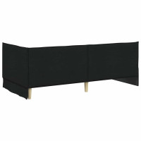 Produktbild för Hörn Sängram med huvudgavel Svart 100 x 200 cm tyg