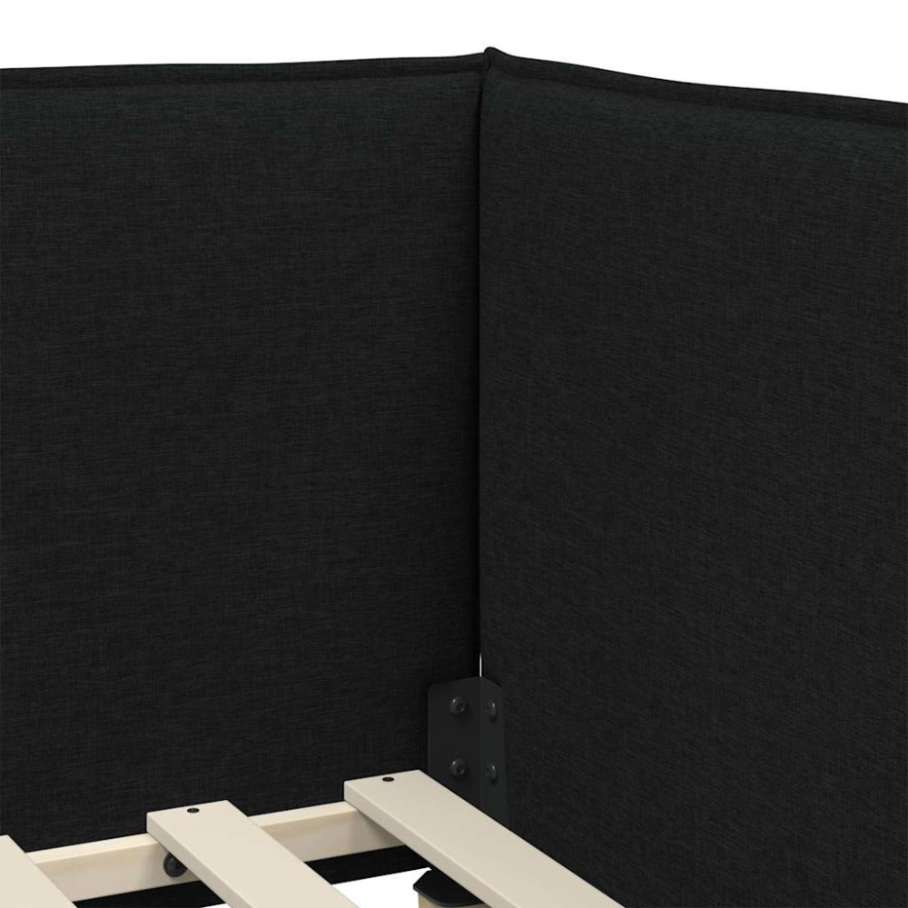 Produktbild för Hörn Sängram med huvudgavel Svart 100 x 200 cm tyg