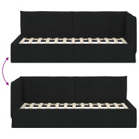 Produktbild för Hörn Sängram med huvudgavel Svart 100 x 200 cm tyg