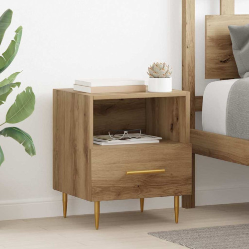 vidaXL Sängbord med låda 2 pcs Brun 40 x 35 x 47,5 cm Konstruerat trä