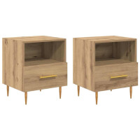 Produktbild för Sängbord med låda 2 pcs Brun 40 x 35 x 47,5 cm Konstruerat trä