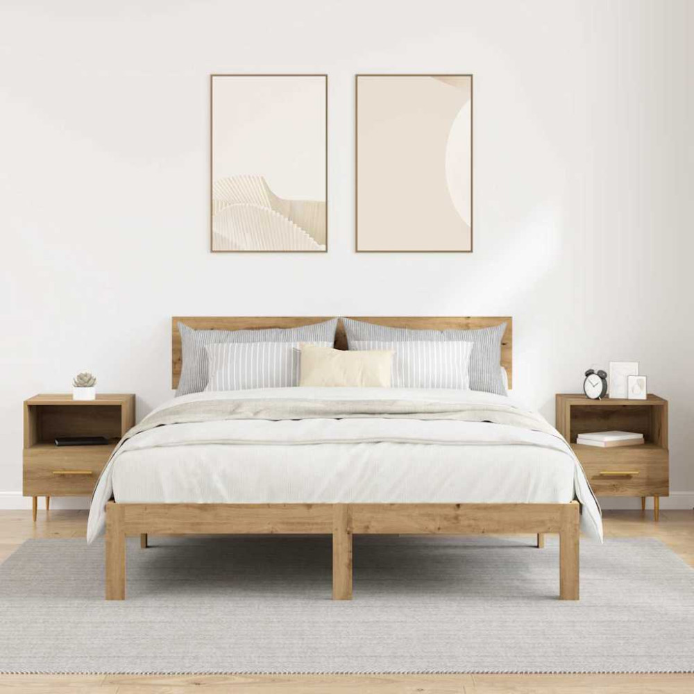 Produktbild för Sängbord med låda 2 pcs Brun 40 x 35 x 47,5 cm Konstruerat trä
