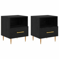 Produktbild för Sängbord med låda 2 pcs Svart 40 x 35 x 47,5 cm Konstruerat trä