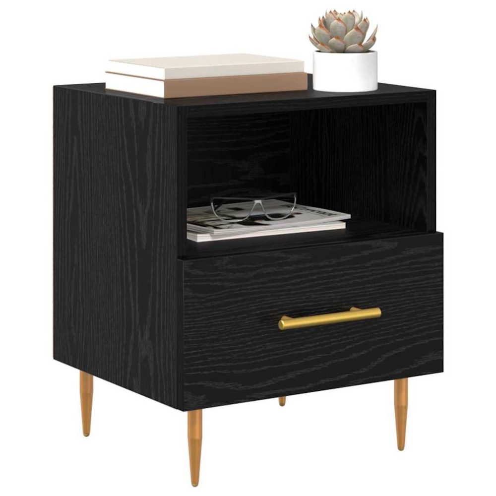 Produktbild för Sängbord med låda 2 pcs Svart 40 x 35 x 47,5 cm Konstruerat trä