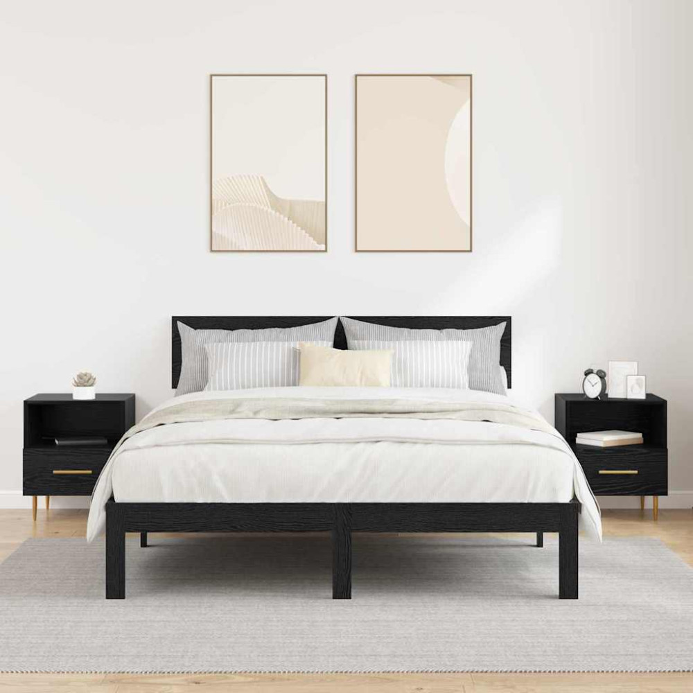 Produktbild för Sängbord med låda 2 pcs Svart 40 x 35 x 47,5 cm Konstruerat trä