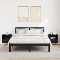 Produktbild för Sängbord med låda 2 pcs Svart 40 x 35 x 47,5 cm Konstruerat trä