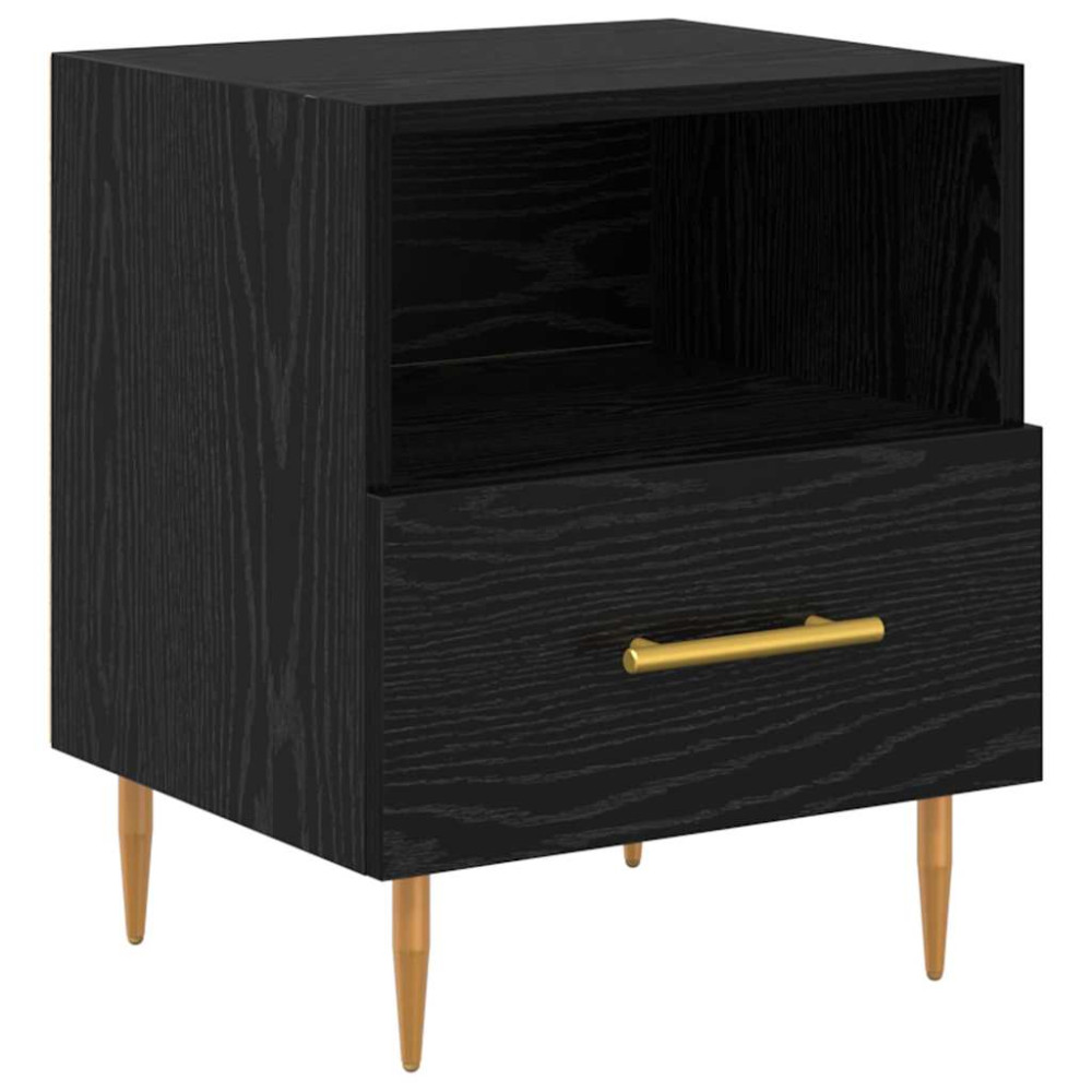 Produktbild för Sängbord med låda 2 pcs Svart 40 x 35 x 47,5 cm Konstruerat trä