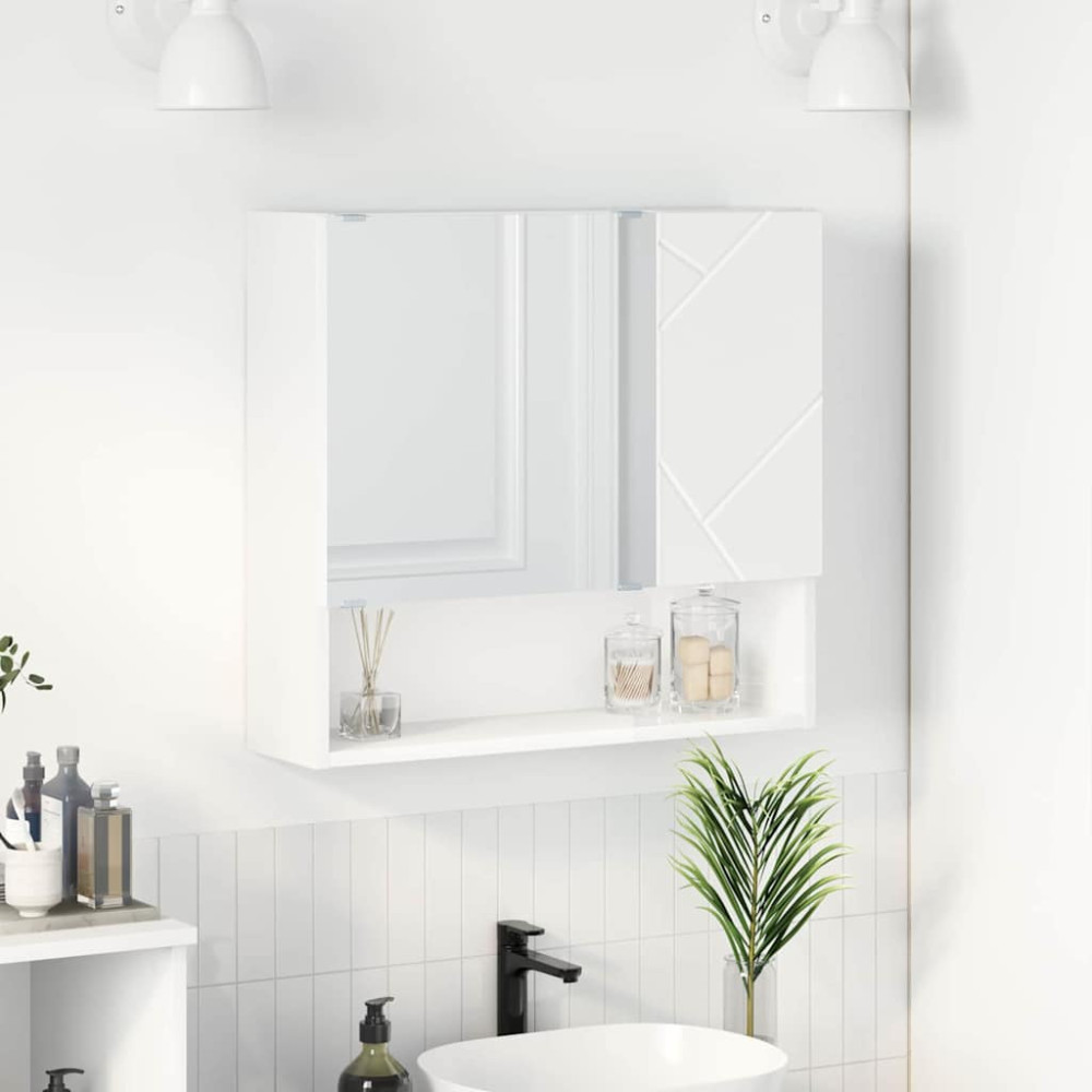 Produktbild för Spegelskåp Väggmonterad Vit 59 x 17 x 55 cm Konstruerat trä