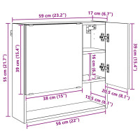 Produktbild för Spegelskåp Väggmonterad Vit 59 x 17 x 55 cm Konstruerat trä