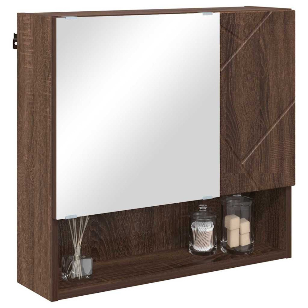 Produktbild för Spegelskåp Väggmonterad Brun Ek 59 x 17 x 55 cm Konstruerat trä