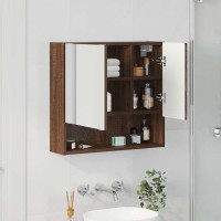 Produktbild för Spegelskåp Väggmonterad Brun Ek 59 x 17 x 55 cm Konstruerat trä