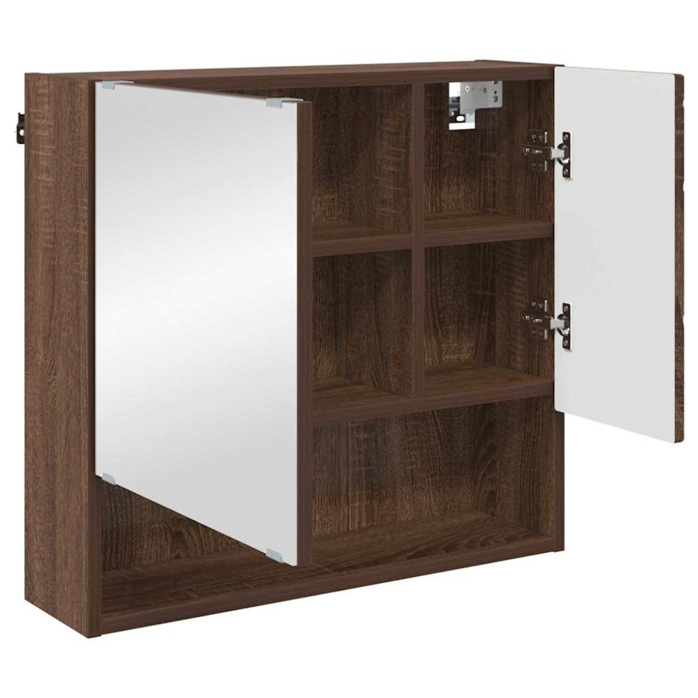 Produktbild för Spegelskåp Väggmonterad Brun Ek 59 x 17 x 55 cm Konstruerat trä