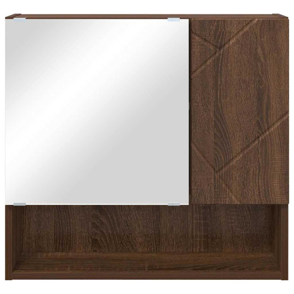 Produktbild för Spegelskåp Väggmonterad Brun Ek 59 x 17 x 55 cm Konstruerat trä