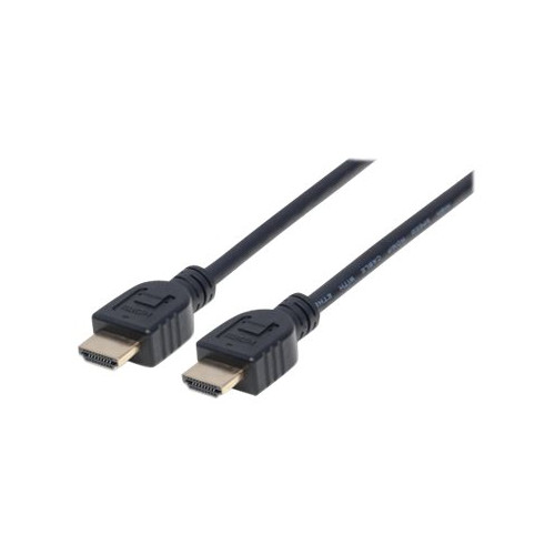 Manhattan Manhattan HDMI Cable with Ethernet (CL3 rated, suitable for In-Wall use), 4K@60Hz (Premium High Speed), 1m, Male to Male, Black, Ultra HD 4k x 2k, In-Wall rated, Fully Shielded, Gold Plated Contacts, Lifetime Warranty, Polybag - HDMI-kabel med Ethernet - 