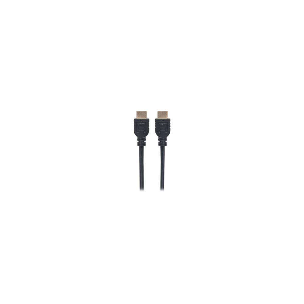 Produktbild för Manhattan HDMI Cable with Ethernet (CL3 rated, suitable for In-Wall use), 4K@60Hz (Premium High Speed), 1m, Male to Male, Black, Ultra HD 4k x 2k, In-Wall rated, Fully Shielded, Gold Plated Contacts, Lifetime Warranty, Polybag - HDMI-kabel med Ethernet - 