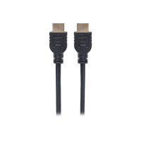 Produktbild för Manhattan HDMI Cable with Ethernet (CL3 rated, suitable for In-Wall use), 4K@60Hz (Premium High Speed), 1m, Male to Male, Black, Ultra HD 4k x 2k, In-Wall rated, Fully Shielded, Gold Plated Contacts, Lifetime Warranty, Polybag - HDMI-kabel med Ethernet - 