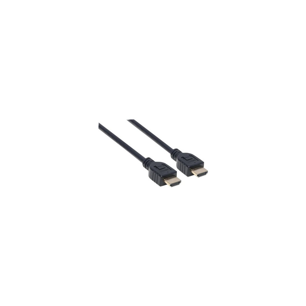 Produktbild för Manhattan HDMI Cable with Ethernet (CL3 rated, suitable for In-Wall use), 4K@60Hz (Premium High Speed), 1m, Male to Male, Black, Ultra HD 4k x 2k, In-Wall rated, Fully Shielded, Gold Plated Contacts, Lifetime Warranty, Polybag - HDMI-kabel med Ethernet - 