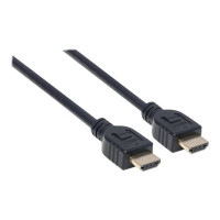 Produktbild för Manhattan HDMI Cable with Ethernet (CL3 rated, suitable for In-Wall use), 4K@60Hz (Premium High Speed), 1m, Male to Male, Black, Ultra HD 4k x 2k, In-Wall rated, Fully Shielded, Gold Plated Contacts, Lifetime Warranty, Polybag - HDMI-kabel med Ethernet - 
