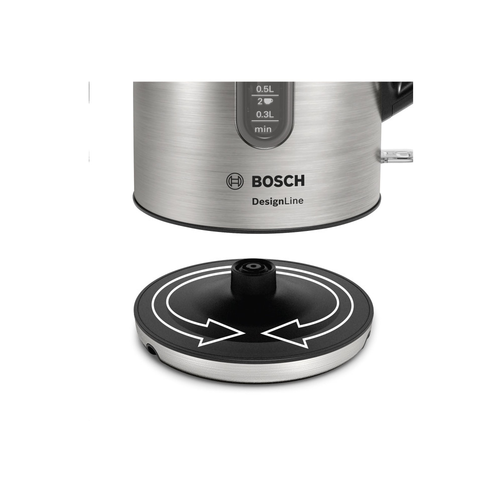 Produktbild för Bosch DesignLine TWK4P440 - vattenkokare - rostfritt stål/svart