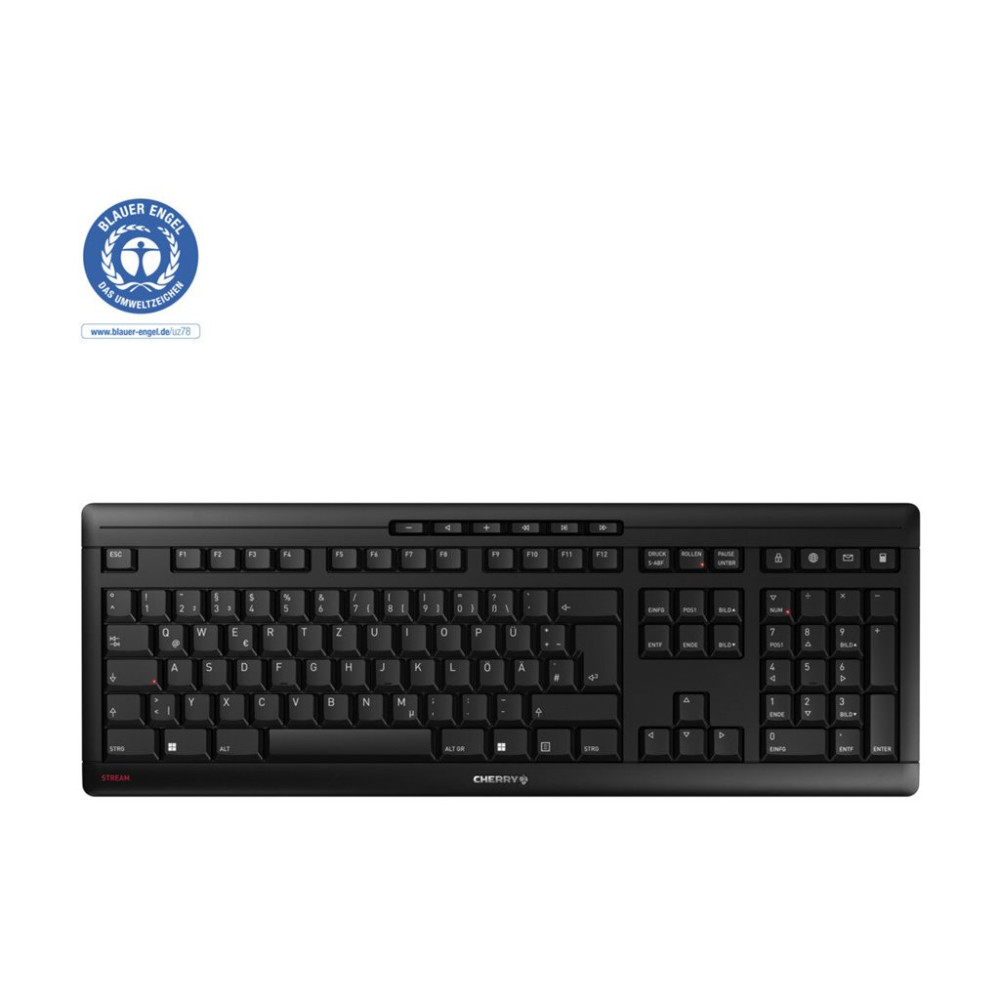 Produktbild för CHERRY STREAM KEYBOARD WIRELESS - tangentbord - QWERTZ - tysk - svart Inmatningsenhet