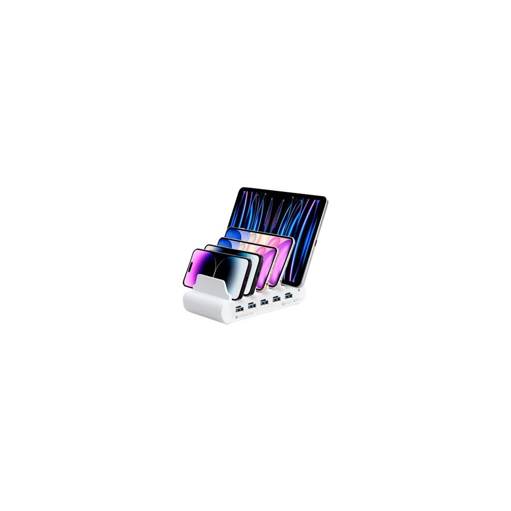 Produktbild för Compulocks 5 Port USB-C and USB-A Charging Dock with EU laddningsstation - 5 x USB-C, 5 x 4-stifts USB typ A - 150 watt