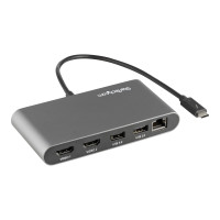 Produktbild för StarTech.com Thunderbolt 3 Mini Dock - Portable Dual Monitor w/HDMI 4K 60Hz - 2X USB-A Hub (3.2/2.0), GbE - 28cm Cable - TB3 Multiport Adapter - Mac/Windows - Upgraded Version of TB3DKM2HD (TB3DKMHDL) - dockningsstation - Thunderbolt 3 - 2 x HDMI - 1GbE