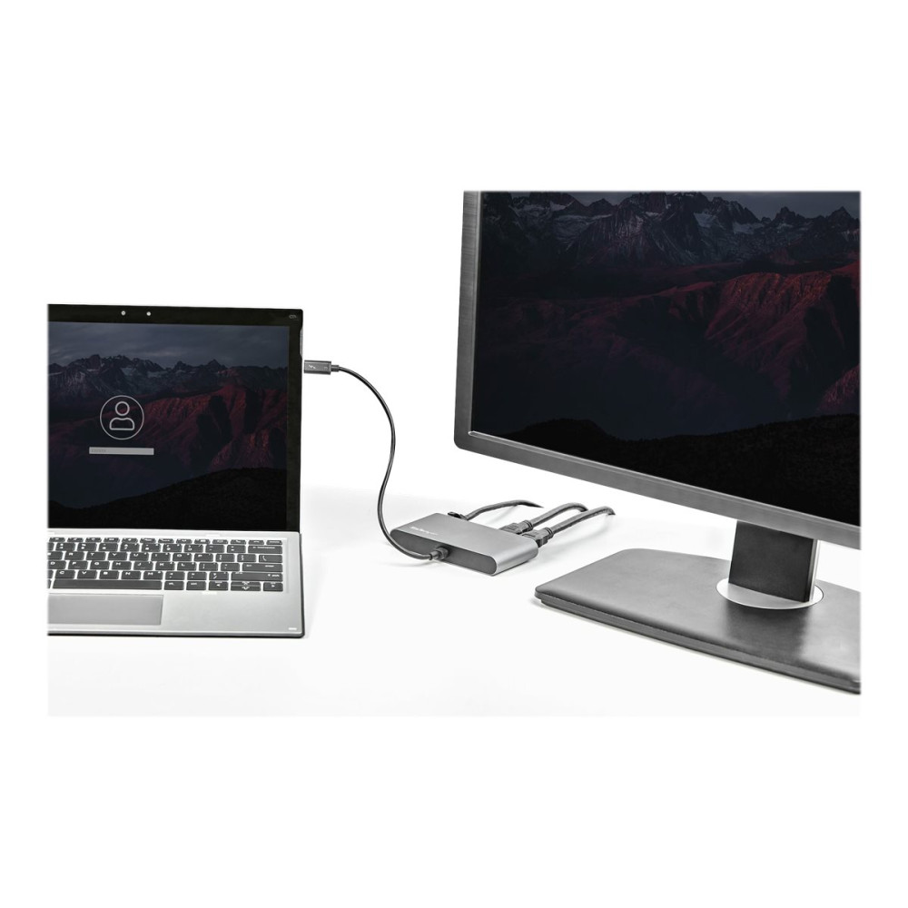 Produktbild för StarTech.com Thunderbolt 3 Mini Dock - Portable Dual Monitor w/HDMI 4K 60Hz - 2X USB-A Hub (3.2/2.0), GbE - 28cm Cable - TB3 Multiport Adapter - Mac/Windows - Upgraded Version of TB3DKM2HD (TB3DKMHDL) - dockningsstation - Thunderbolt 3 - 2 x HDMI - 1GbE