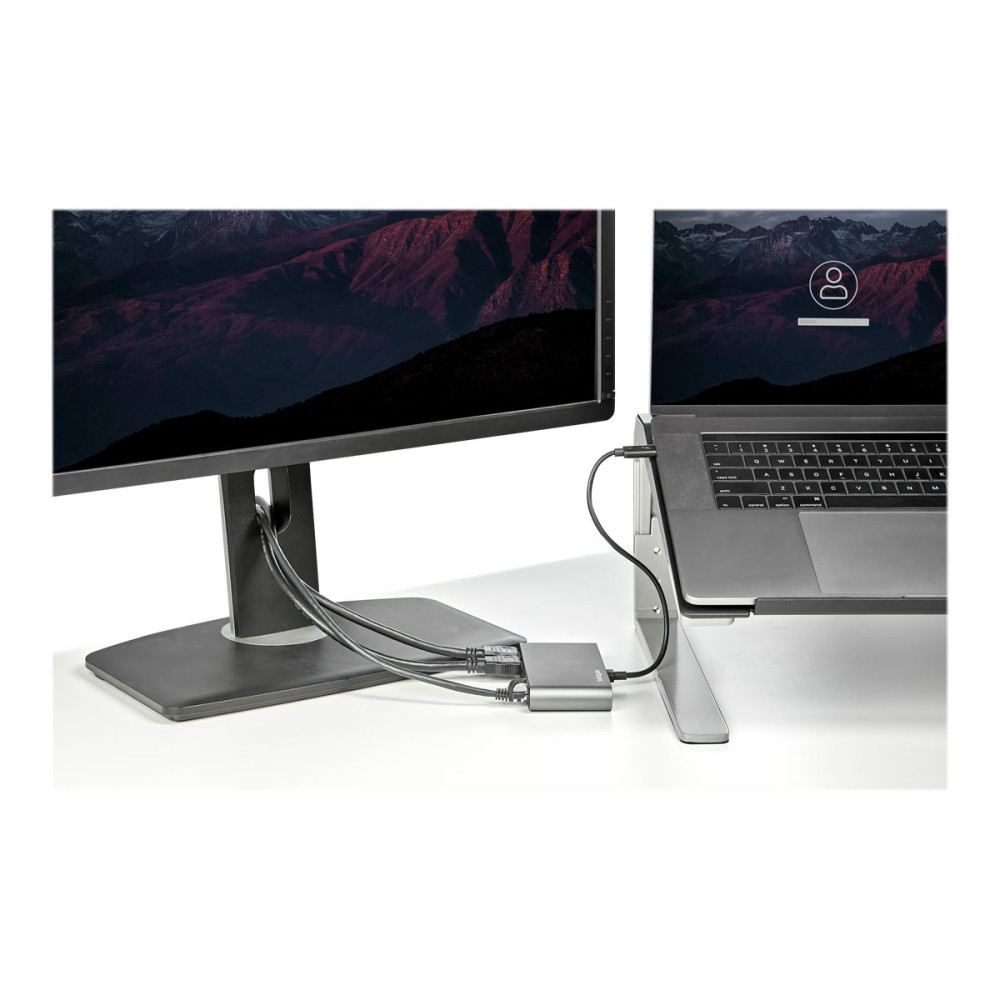 Produktbild för StarTech.com Thunderbolt 3 Mini Dock - Portable Dual Monitor w/HDMI 4K 60Hz - 2X USB-A Hub (3.2/2.0), GbE - 28cm Cable - TB3 Multiport Adapter - Mac/Windows - Upgraded Version of TB3DKM2HD (TB3DKMHDL) - dockningsstation - Thunderbolt 3 - 2 x HDMI - 1GbE