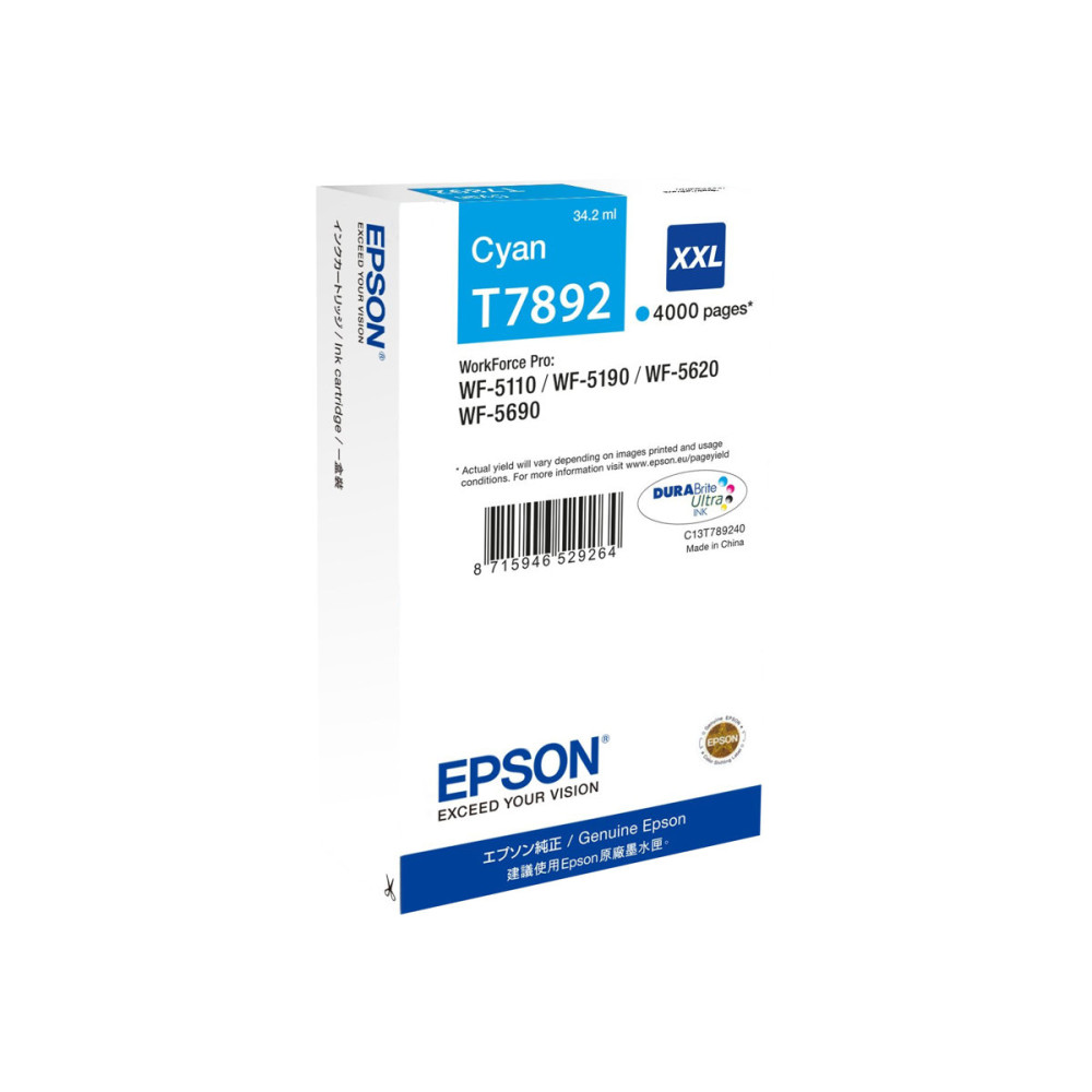 Produktbild för Epson T7892 - XXL-storlek - cyan - original - bläckpatron