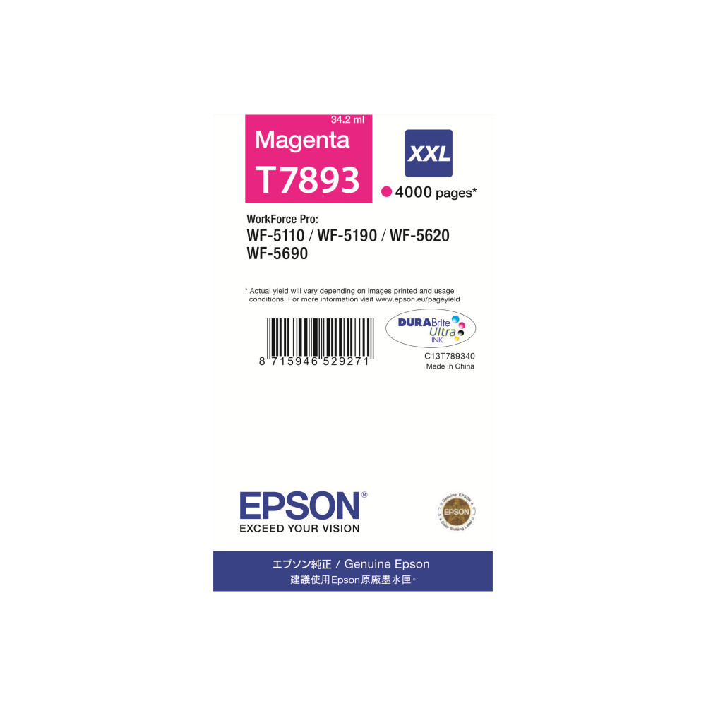 Produktbild för Epson T7893 - 1 - XXL-storlek - magenta - original - utskriftkassett