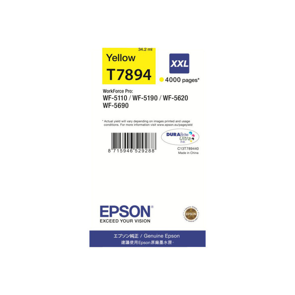 Produktbild för Epson T7894 - XXL-storlek - gul - original - bläckpatron