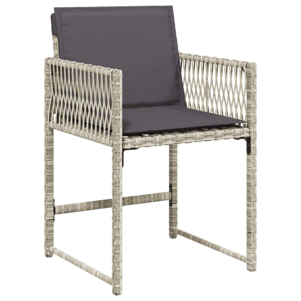 Produktbild för Matgrupp för trädgården med dynor 9 delar ljusgrå konstrotting