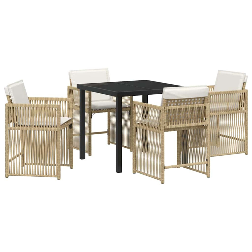 Produktbild för Trädgårdsmöbelset 5 pcs Beige konstrotting