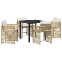 Produktbild för Trädgårdsmöbelset 5 pcs Beige konstrotting