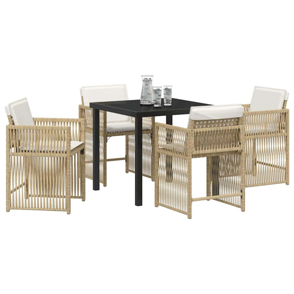 Produktbild för Trädgårdsmöbelset 5 pcs Beige konstrotting
