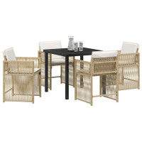 Produktbild för Trädgårdsmöbelset 5 pcs Beige konstrotting