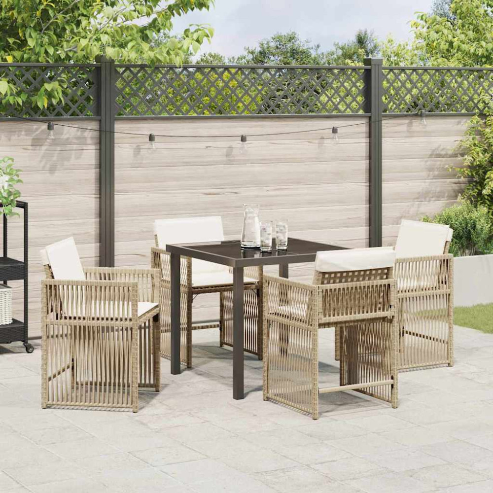 Produktbild för Trädgårdsmöbelset 5 pcs Beige konstrotting