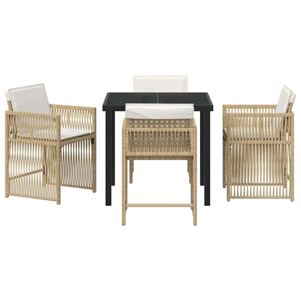 Produktbild för Trädgårdsmöbelset 5 pcs Beige konstrotting