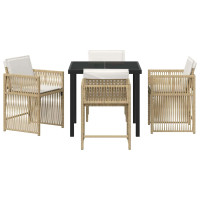 Produktbild för Trädgårdsmöbelset 5 pcs Beige konstrotting