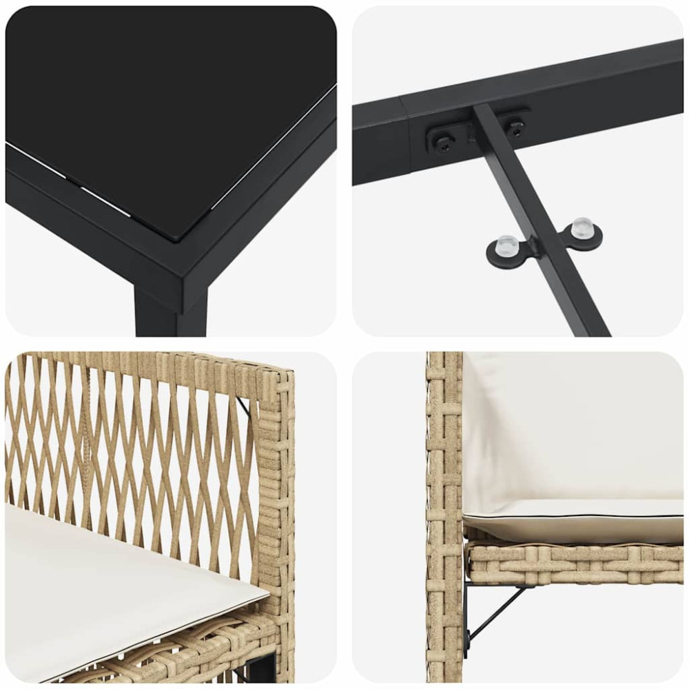 Produktbild för Trädgårdsmöbelset 5 pcs Beige konstrotting