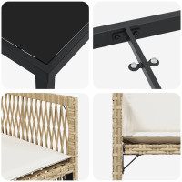 Produktbild för Trädgårdsmöbelset 5 pcs Beige konstrotting